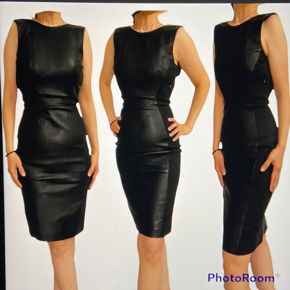 French Connection Genuine Leather Block Dress Sz.4. NWT